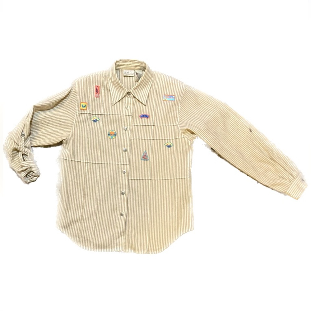 C02 Koret Francisca Petites Button Down Up Shirt Striped CraftCore VTG Sz Petite